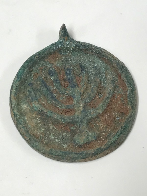 Bronze amulet? with Menorah, 100 CE