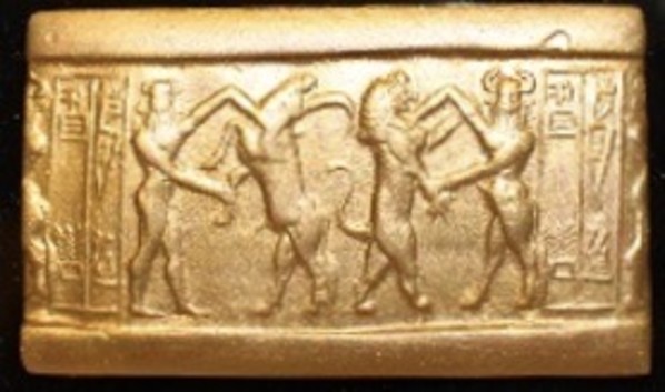 Cylinder Seal Tablet:  Gilgamesh Wrestles the Bull of Heaven