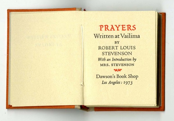 Prayers Written at Vailima by Robert Louis Stevenson