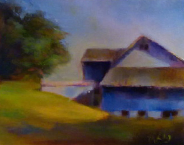 Blue barn by Madeleine Kelly