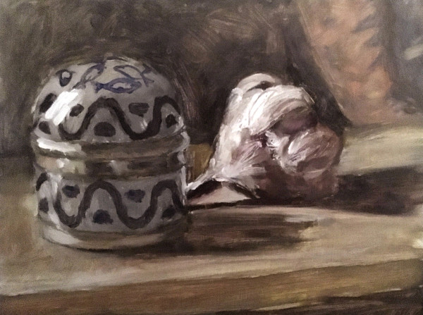 Jar with Garlic by Miranda Free