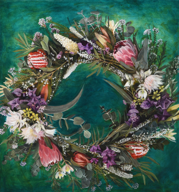 Wreath in a Sea of Turquoise by Miranda Free