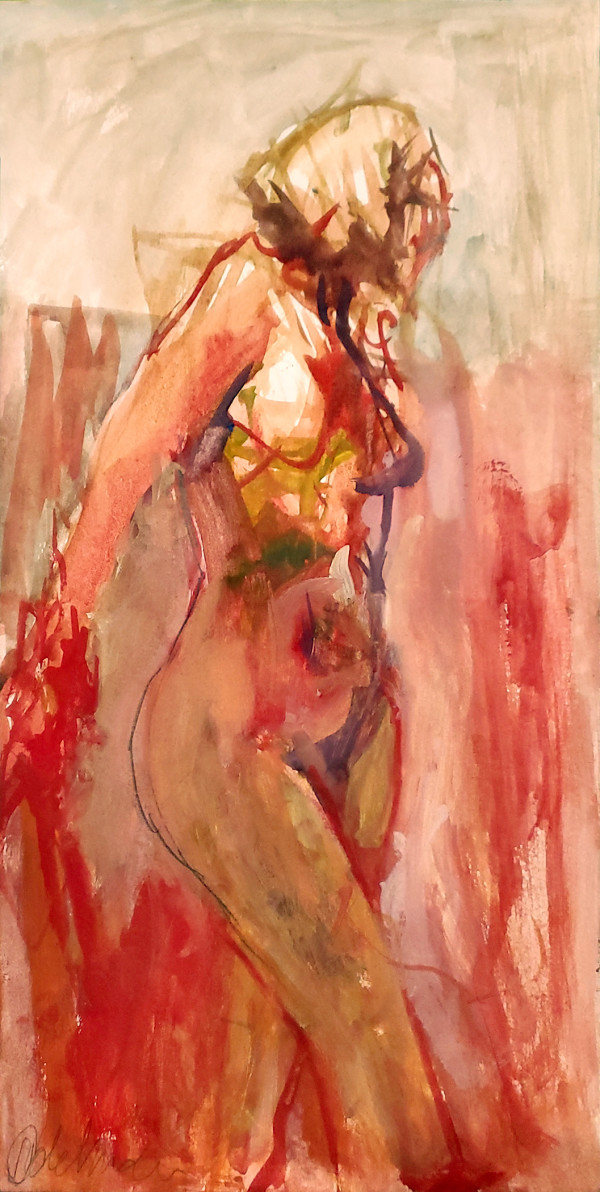 Standing Red Nude by Carol Adelman