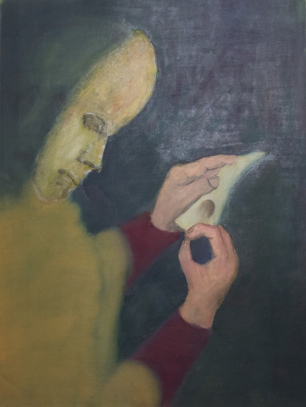 Figure Holding Mask by Donald Slowik
