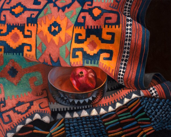 Afghan Weaving and Pomegranate by Kathy Roseth