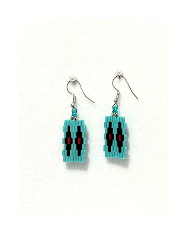 Navajo Brickstitch Earrings - Turquoise by Denise L. Emerson, Image 1.
