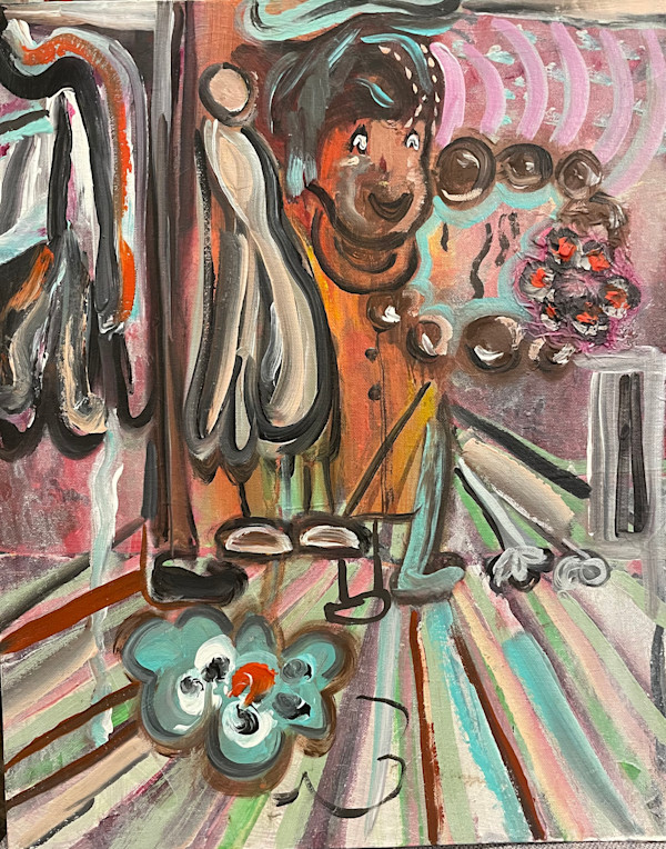 Kid in a dressing room by Saundra Fleming