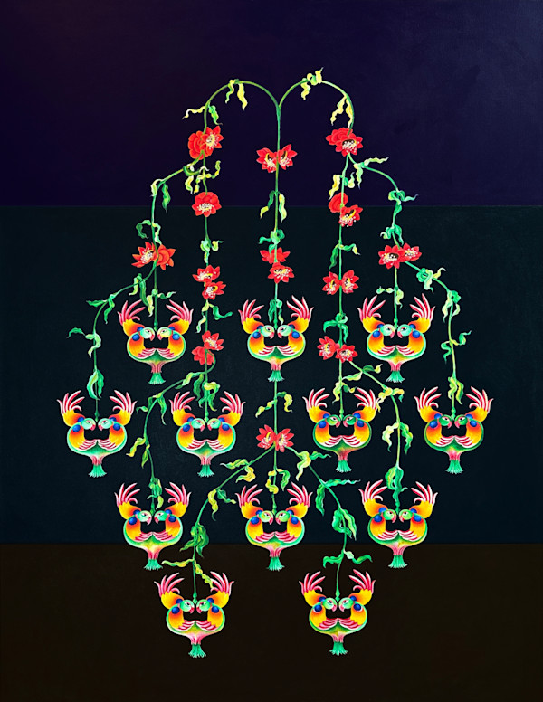 A racket in the pomegranate shrub. by Suneeva Saldanha