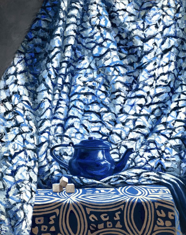 Indigo Cloth and Enamel Teapot / Senegal by Kathy Roseth