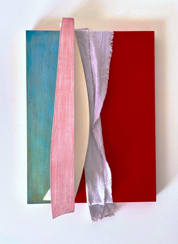 A composition with red, lavender, and phthalo turquoise. by Steffani Bailey