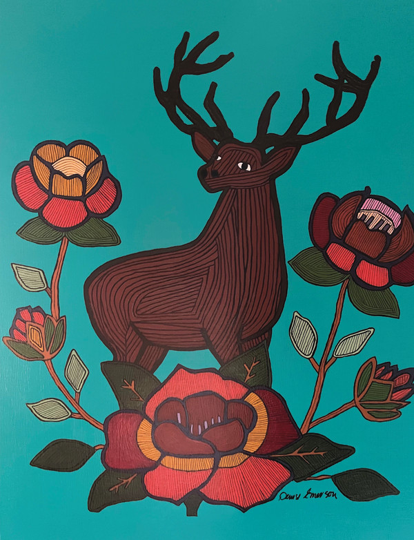 Deer Among Flowers by Denise L. Emerson