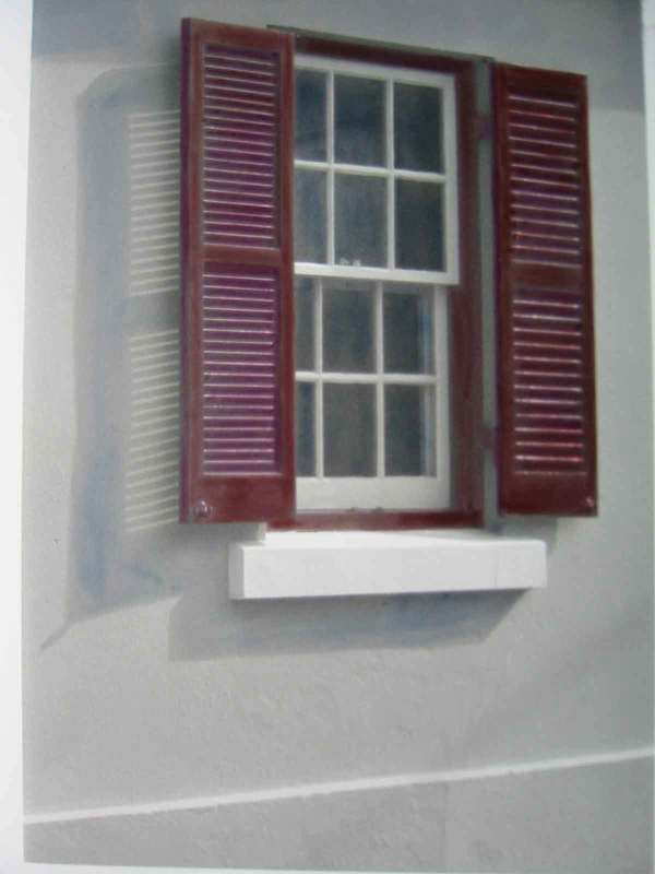 Window with red Shutters