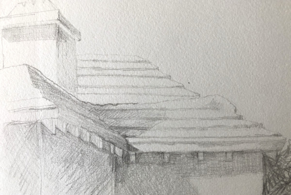 Bermuda Roofline sketch by Karen Phillips~Curran