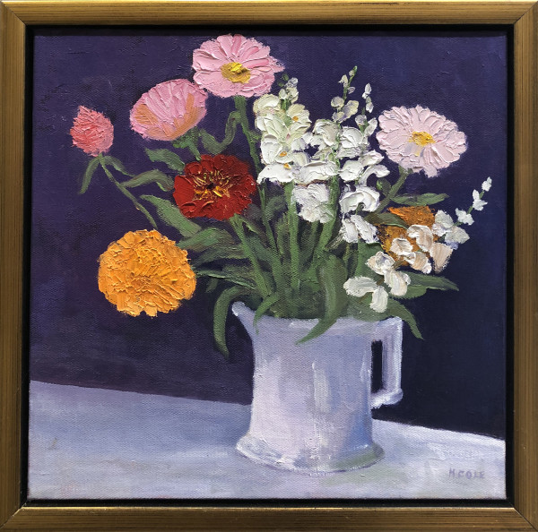 Zinnias, Marigolds and Snapdragons by Marie Cole