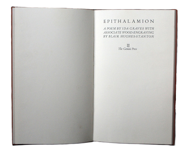 Epithalamion by The Gemini Press, Ida Graves, Blair Hughes-Stanton