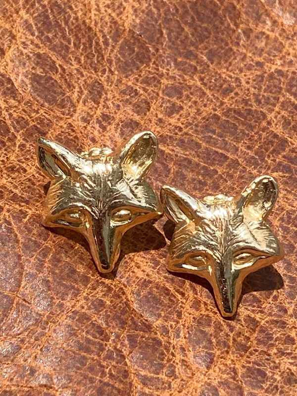 14k Gold Fox Mask Earrings by Salina Ramsay
