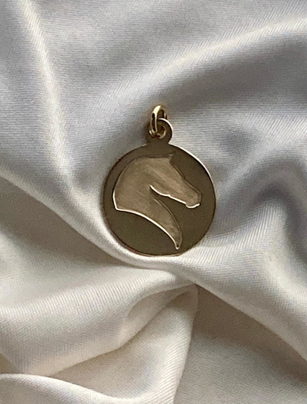 14k yellow gold Studio Logo Pendant Disc by Salina Ramsay