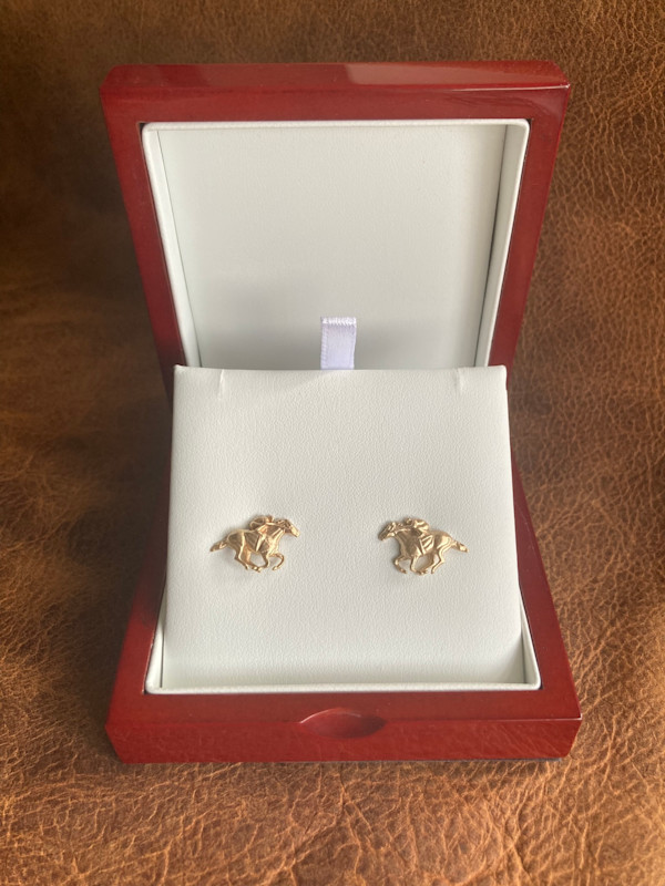 14k gold Secretariat Earrings by Salina Ramsay