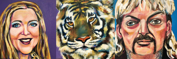 Tiger King Triptych by Adena  Helm Art