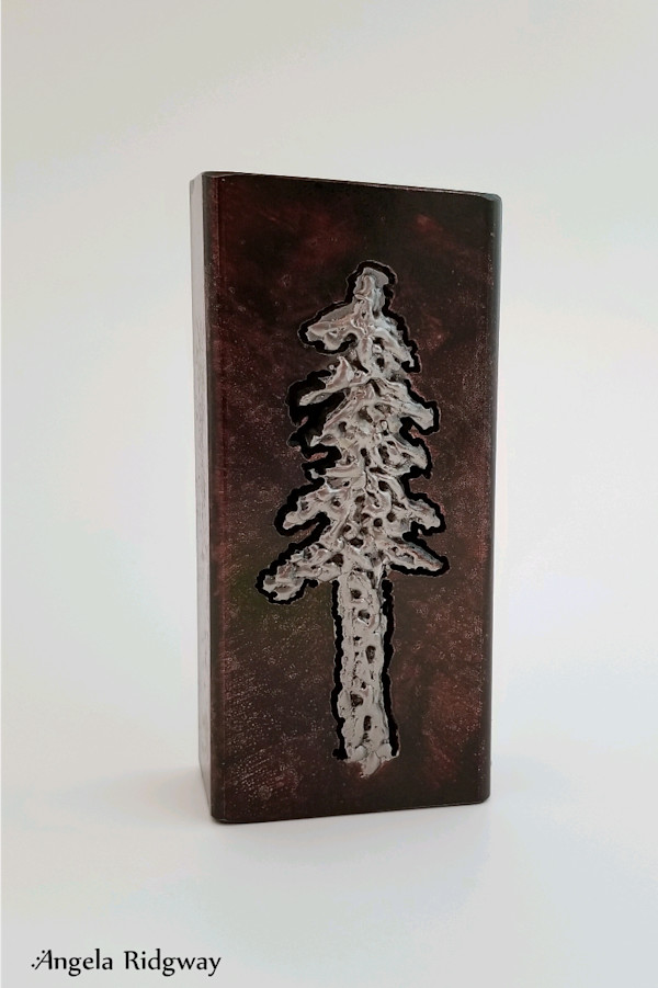 fir tree light box  ~7"  (FT08) by Angela Ridgway