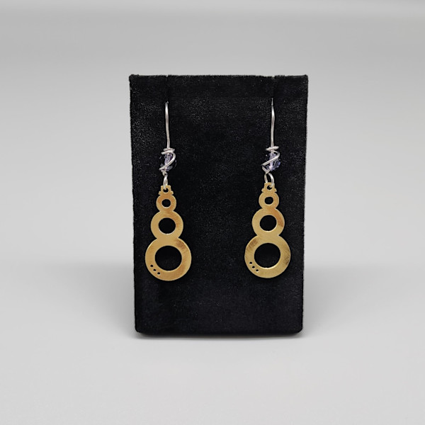 earrings - xmas snowman - brass by Angela Ridgway