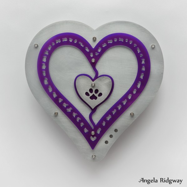 your heart in mine (alum paw - violet acrylic) by Angela Ridgway