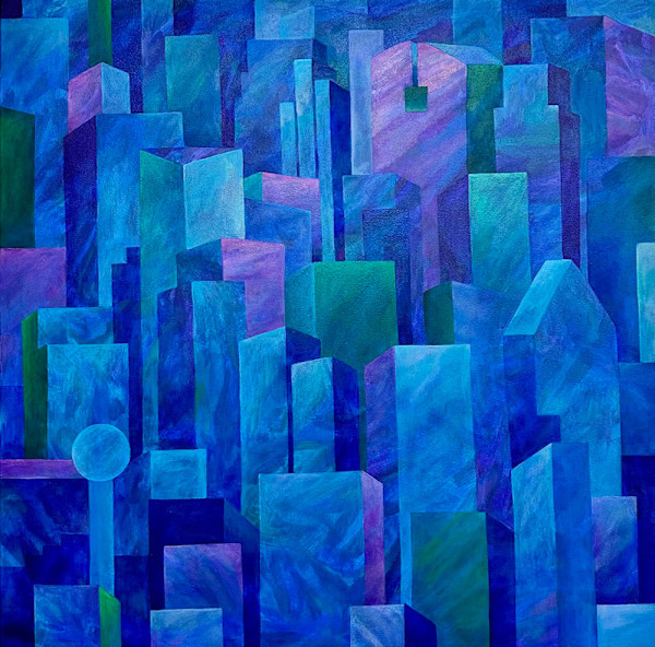 Skyline (Blues and Purples) by Mari Pohlman, Image 3.