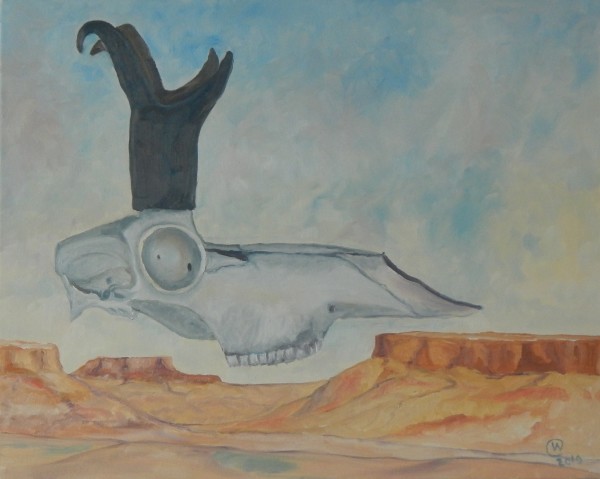 Antelope Skull  Over  Mesas  by Wilson Crawford by Cate Crawford and Wilson Crawford