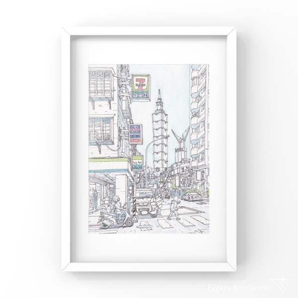 36 views to Taipei 101. Family Market print by Evgeny Bondarenko
