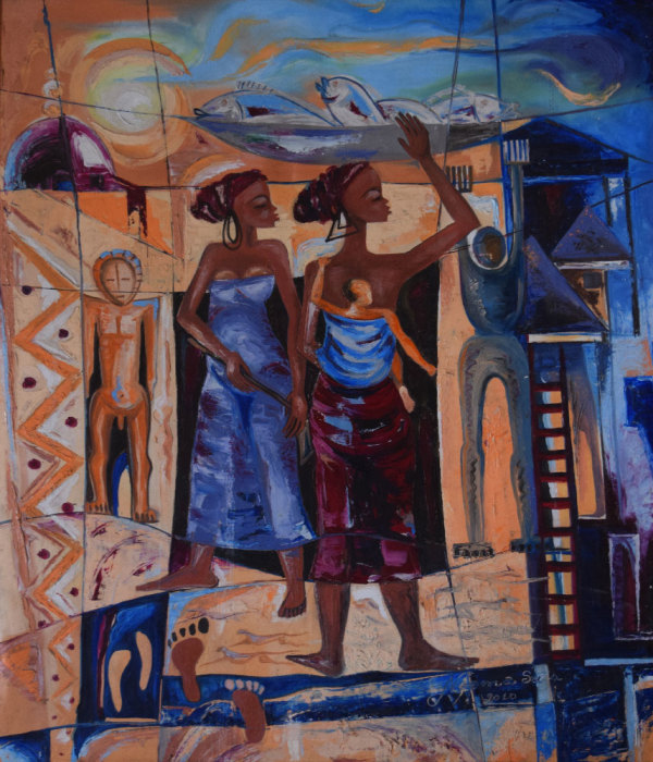 deux  femmes et un bebe by Ngoma Sasa