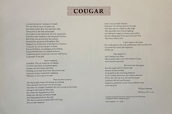 Cougar by Brother Antoninus/ William Everson