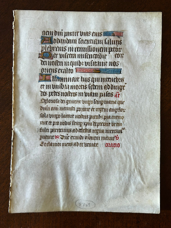 Book of Hours Folio from "Hours of the Virgin"