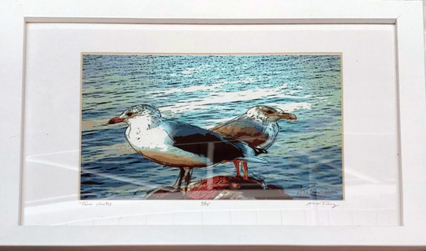 Two Gulls Framed by Ann Tracy