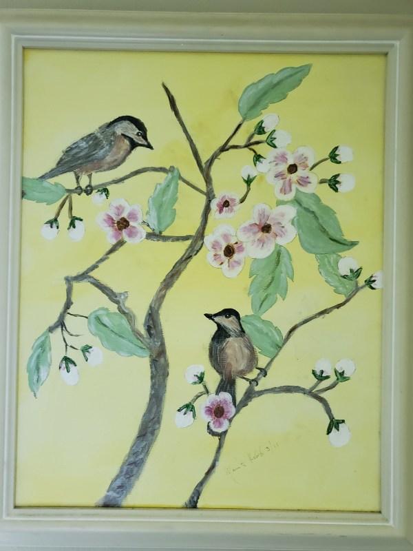 Untitled (Two Birds with Cherry Blossoms by Marnita Kidd