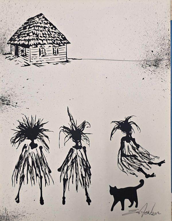 Untitled (Three Girls, from the black cat series) by Easton Davey, Image 1.