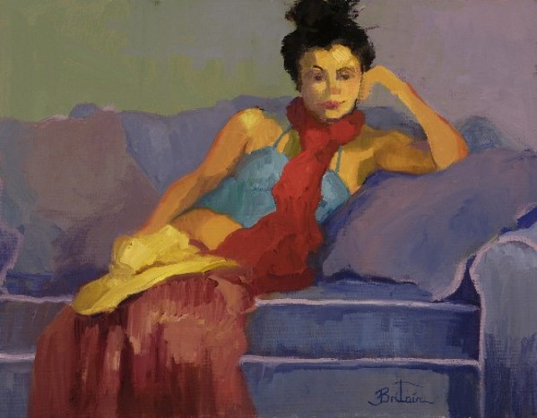 Untitled Figure on Purple Couch