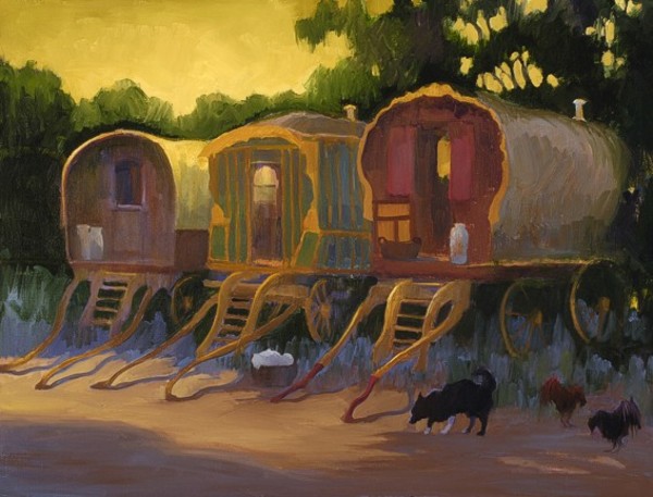 "Gypsy Caravans at Sunset"