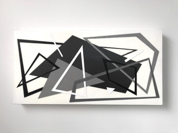 White Triangle with Black Polygon I by Christine Vaillancourt