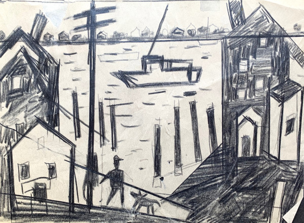 Waterfront Sketch by Morris Nathanson