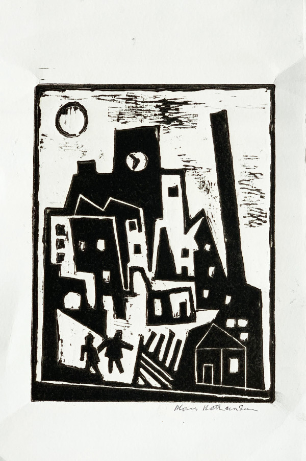 Moon, Town and Stack by Morris Nathanson
