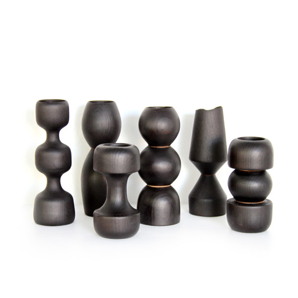 Hand worked Wood Candle Holders by Sebastien Pochan