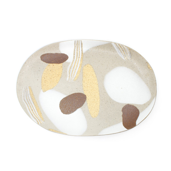 Pale Yellow Ribbons Platter by Linda Hsiao