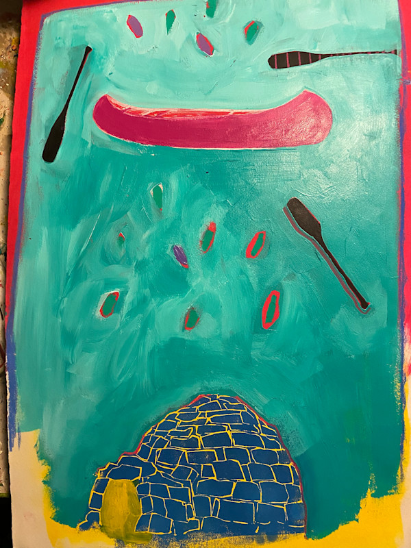 Igloo, Canoe, and Paddles - Neebish by Meg Bernet