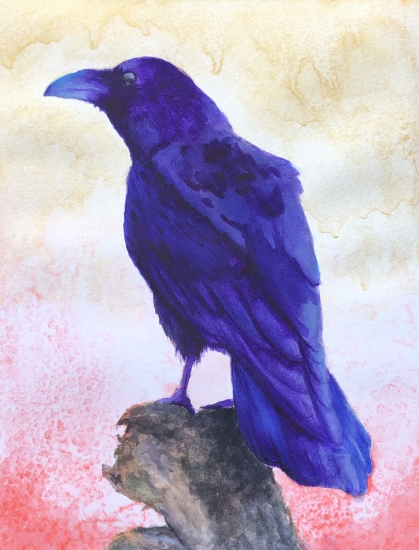 Watercolor Raven Study #1 by Krystlesaurus