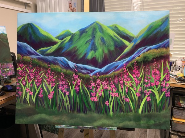 Fireweed Mountains  30x40" by Karen  (Eben) Garcia