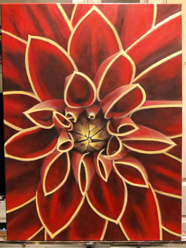 Red Dahlia by KateSimmonsArt