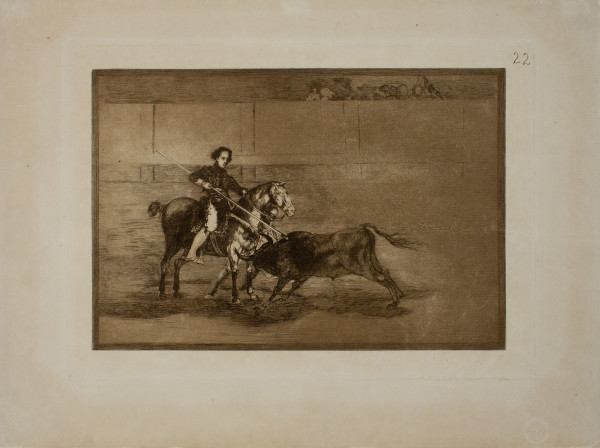 Valor varonil de la célebre Pajuelera en la de Zaragoza (Manly Courage of the Celebrated Pajuelera in the Ring at Saragossa), Plate 22 from La Tauromaquia by Francisco de Goya