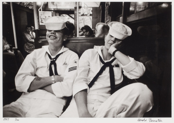 Two Sailors on Subway, Coney Island, NY by Harold Feinstein