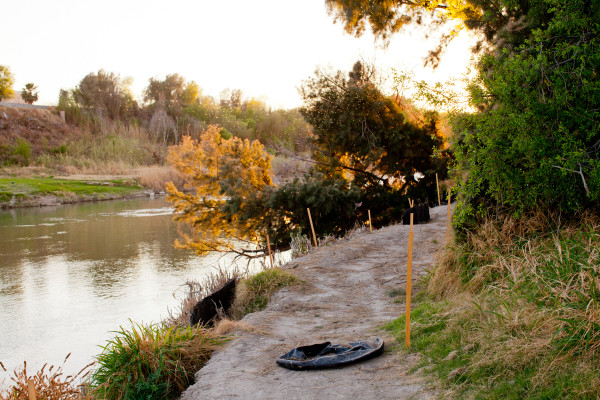 Riverbank with tire (Ribera con llanta), from the portfolio Borders and Belonging by Susan Harbage Page