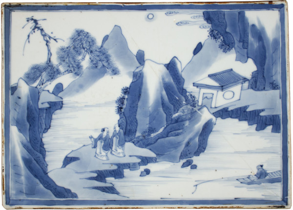 Chinese Blue and White Porcelain Plaque, Kangxi Period by Unknown